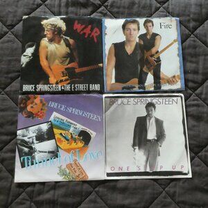 (4) Bruce Springsteen 45 Vinyl Records - Picture Sleeves